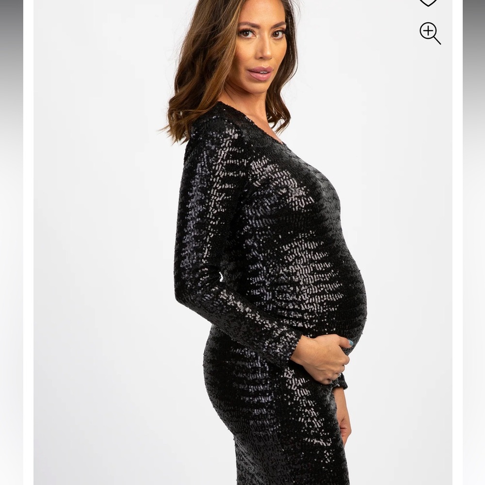 Pink Blush sequin maternity dress